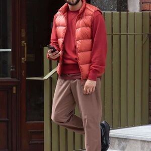 Eddie Bauer Red Quilted Goose Downlight Vest